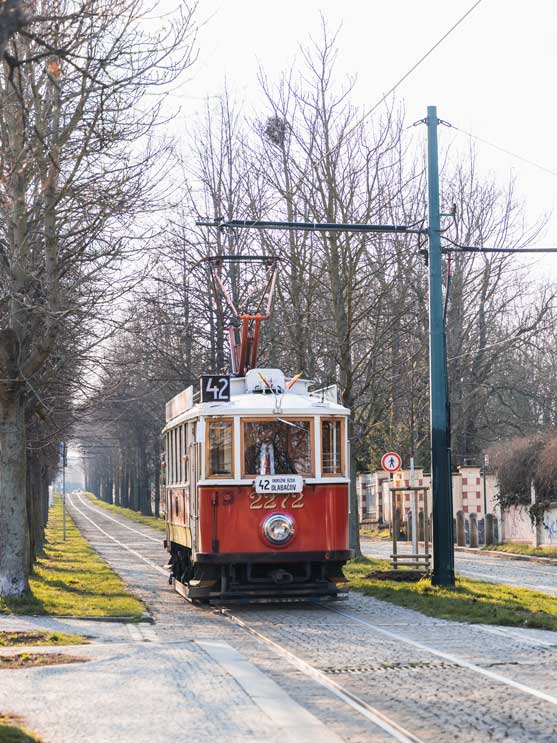 Historische Straßenbahn in Prag Tschechien