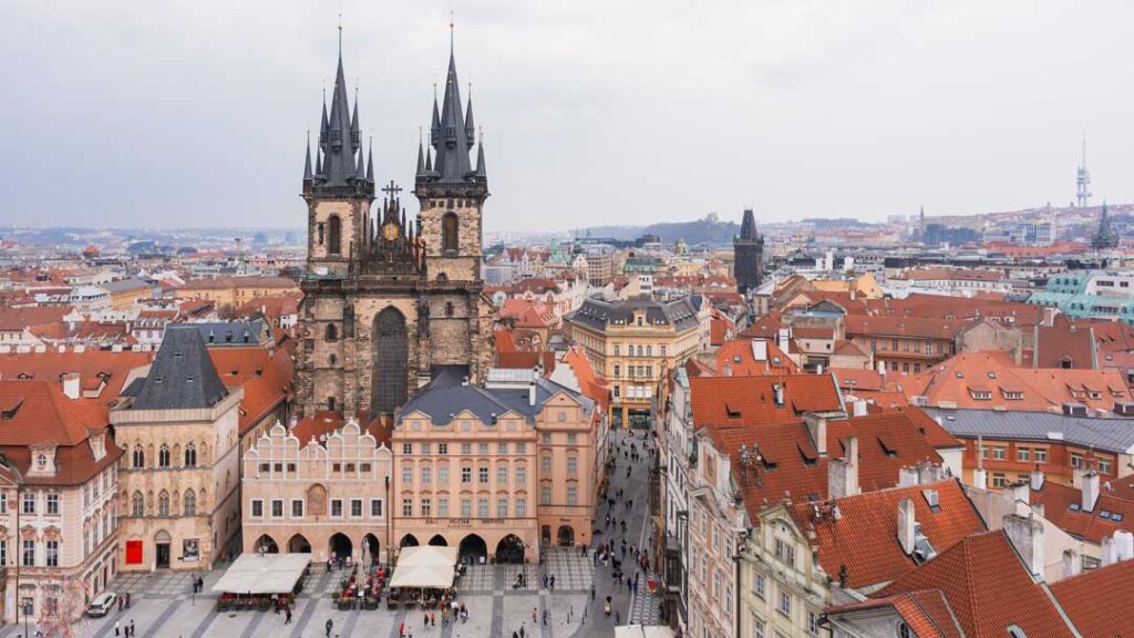 Aussicht vom Rathausturm in Prag Tschechien