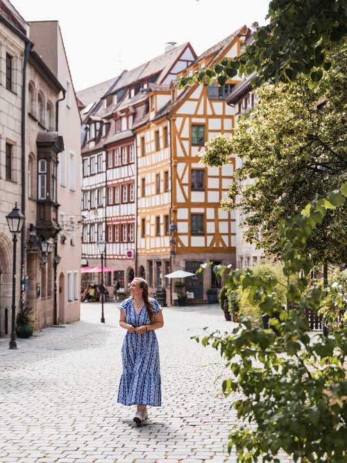 Weißgerbergasse in Nürnberg Altstadt Fachwerkhäuser